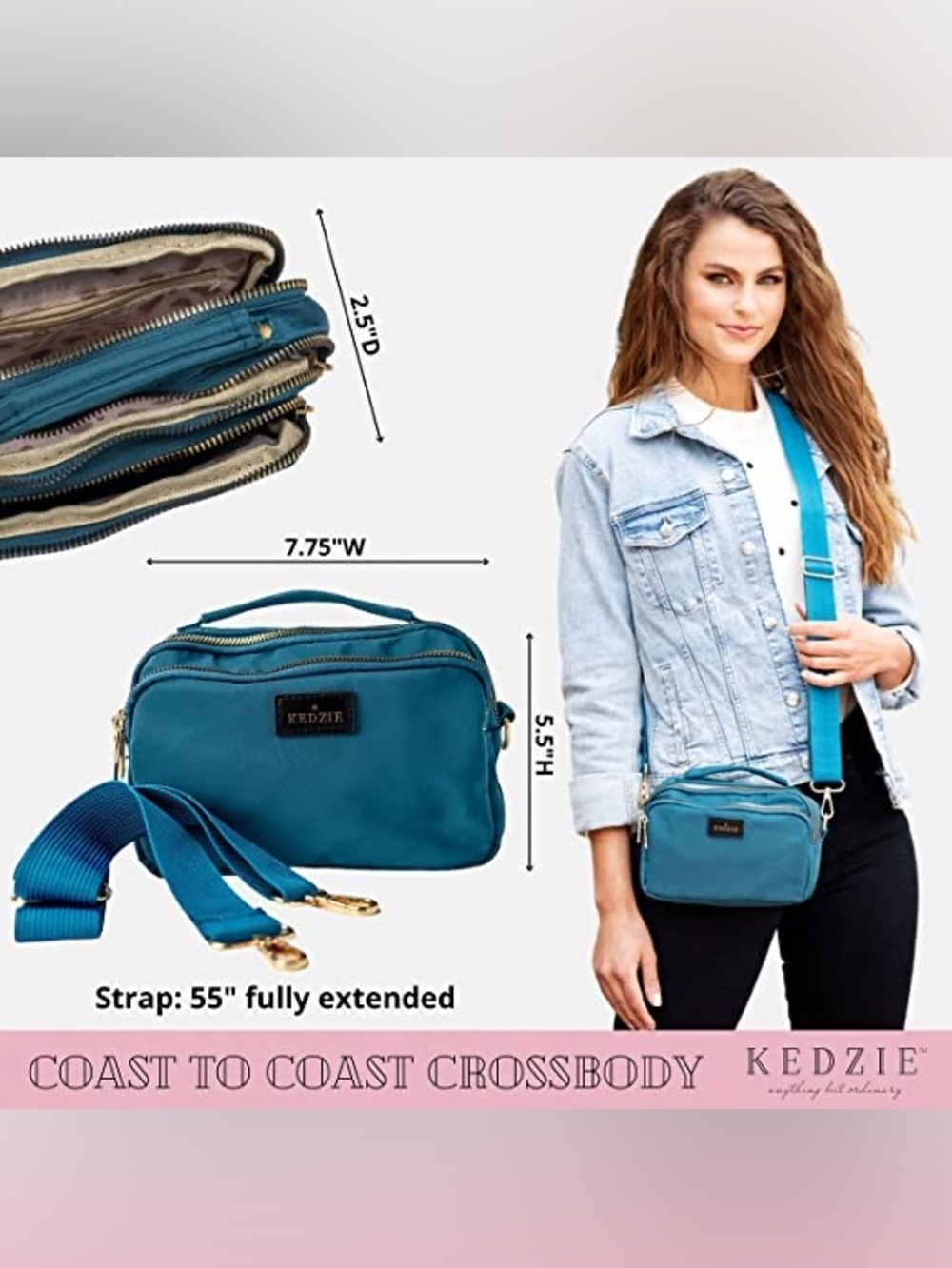 Kedzie Coast to Coast Crossbody Handbag, Teal - Picture 4 of 12